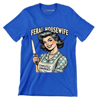Feral housewife - Retro Themed T-Shirt-Blue-S-Custom One Express