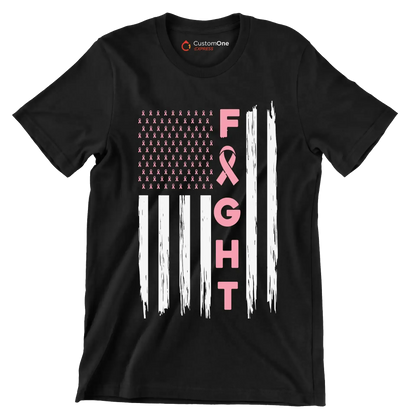 Fight - Breast Cancer Awareness T-Shirt-Black-S-Custom One Express