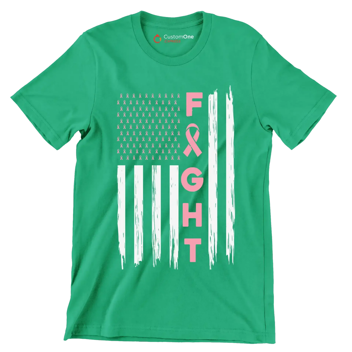 Fight - Breast Cancer Awareness T-Shirt-Green-S-Custom One Express
