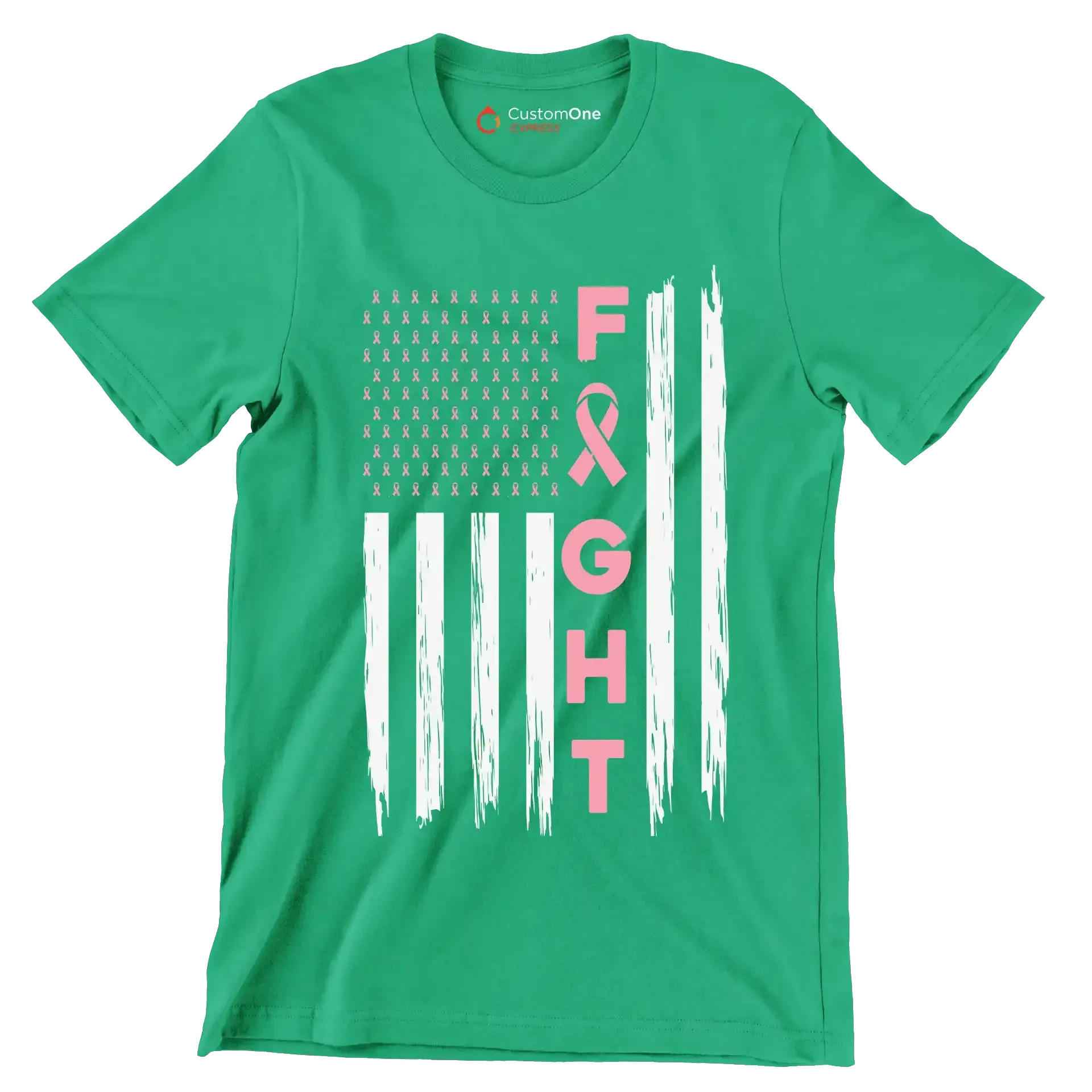 Fight - Breast Cancer Awareness T-Shirt-Green-S-Custom One Express