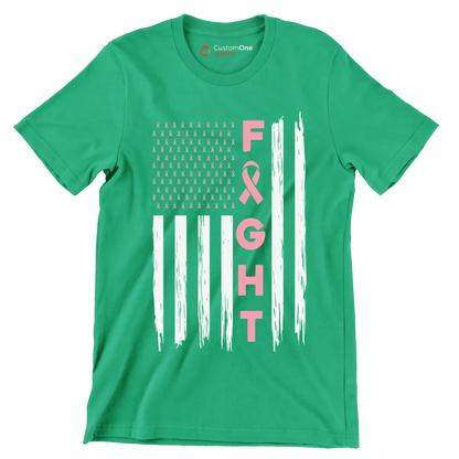Fight - Breast Cancer Awareness T-Shirt-Green-S-Custom One Express