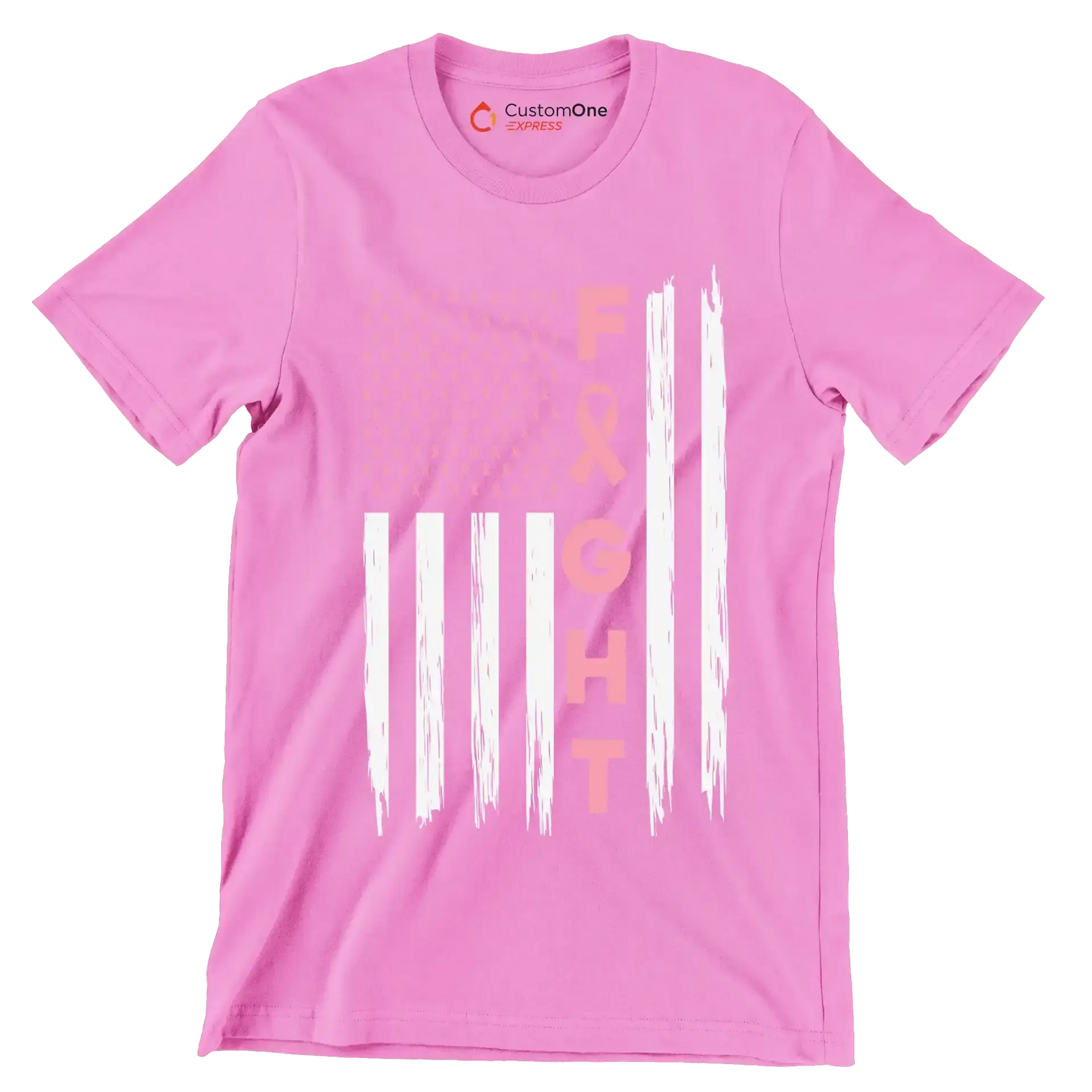 Fight - Breast Cancer Awareness T-Shirt-Pink-S-Custom One Express