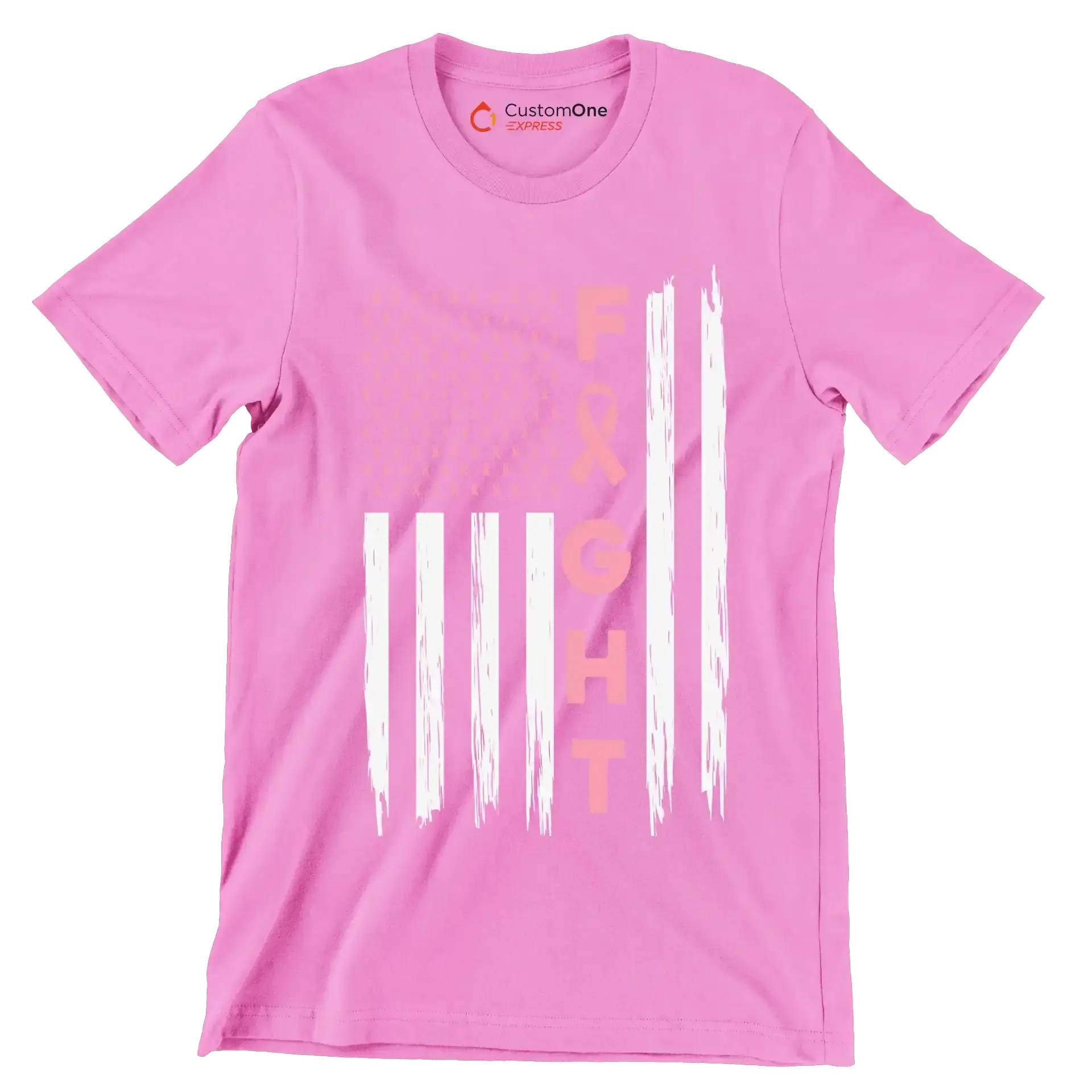 Fight - Breast Cancer Awareness T-Shirt-Pink-S-Custom One Express