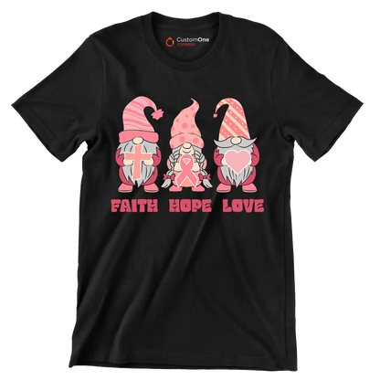 Fight Hope Love - Breast Cancer Awareness T-Shirt-Black-S-Custom One Express