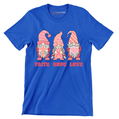 Fight Hope Love - Breast Cancer Awareness T-Shirt-Blue-S-Custom One Express