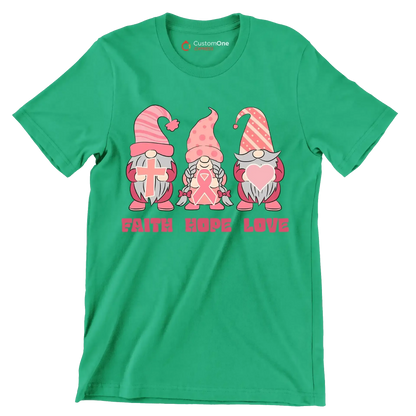 Fight Hope Love - Breast Cancer Awareness T-Shirt-Green-S-Custom One Express