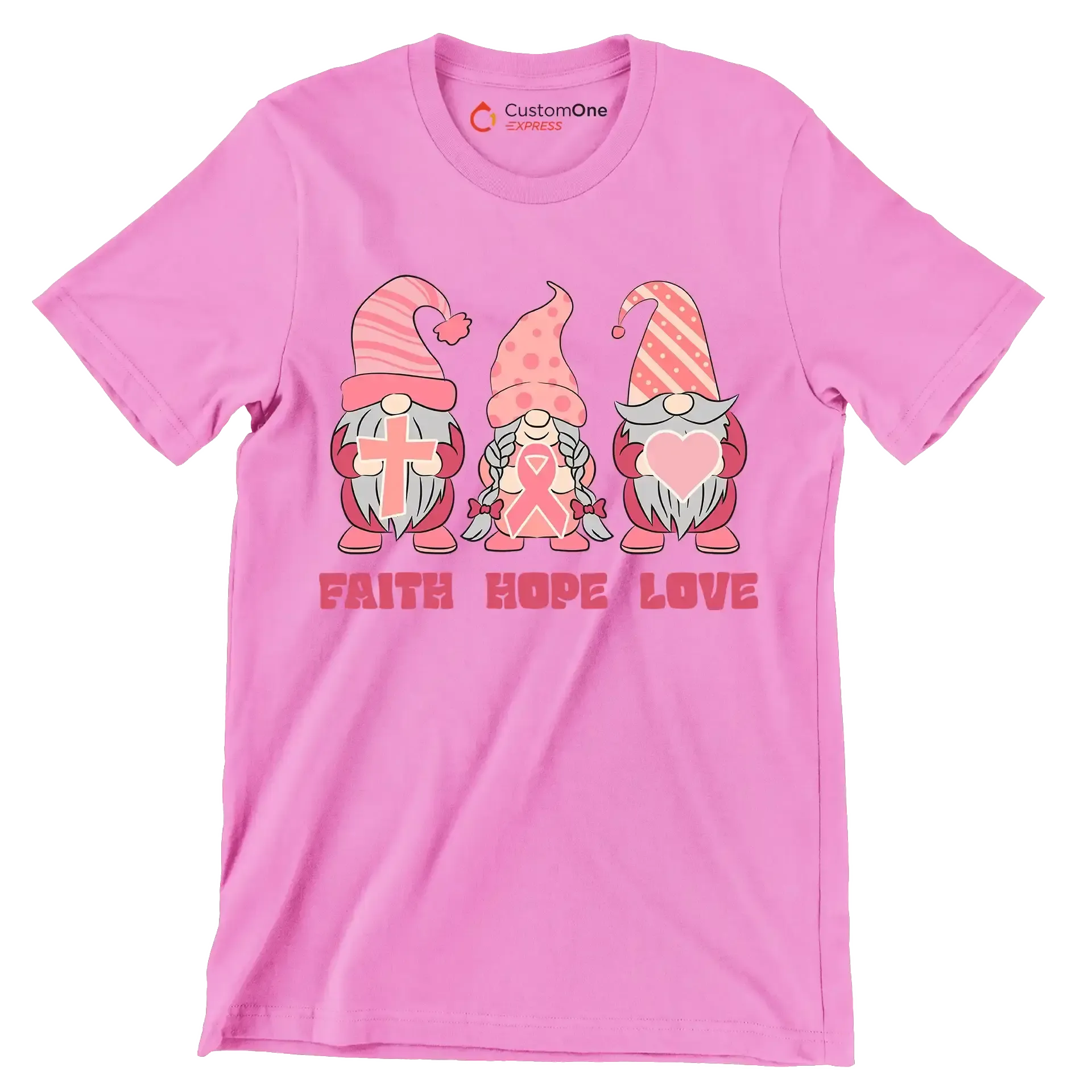 Fight Hope Love - Breast Cancer Awareness T-Shirt-Pink-S-Custom One Express