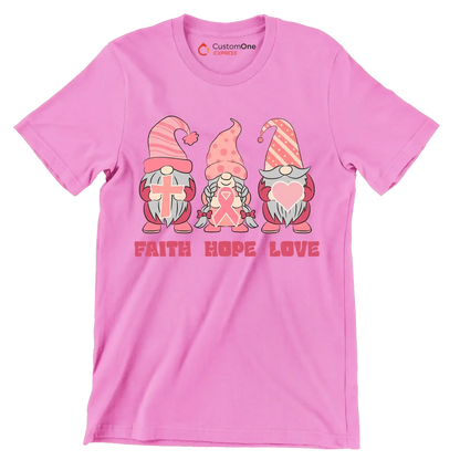Fight Hope Love - Breast Cancer Awareness T-Shirt-Pink-S-Custom One Express