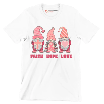 Fight Hope Love - Breast Cancer Awareness T-Shirt-White-S-Custom One Express