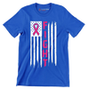 Fight Pink Ribbon American Flag - Breast Cancer Awareness T-Shirt-Blue-S-Custom One Express