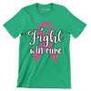 Fight Win Cure - Breast Cancer Awareness T-Shirt-Green-S-Custom One Express