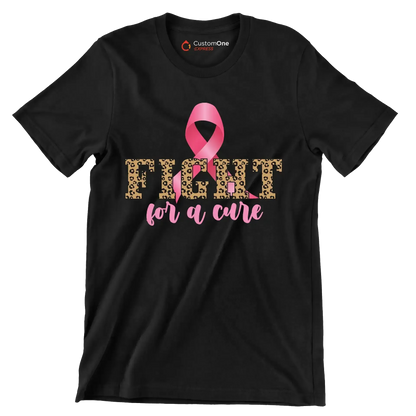 Fight for a cure - Breast Cancer Awareness T-Shirt-Black-S-Custom One Express