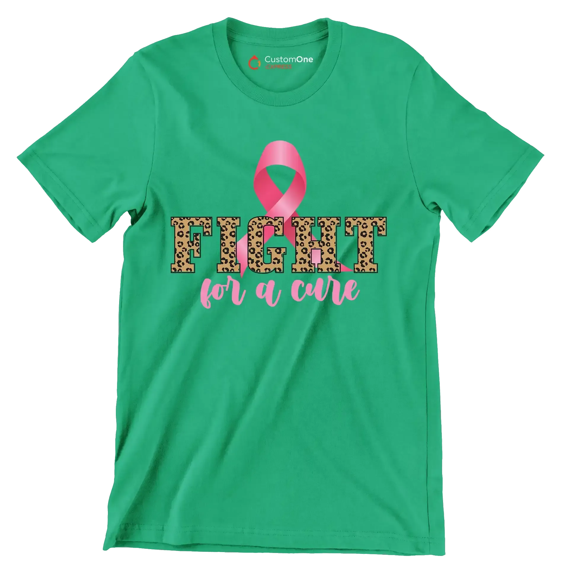 Fight for a cure - Breast Cancer Awareness T-Shirt-Green-S-Custom One Express