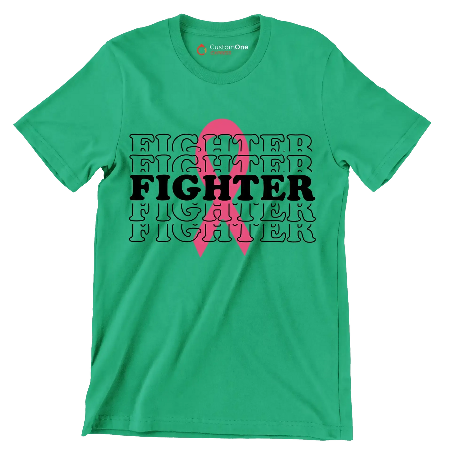 Fighter - Breast Cancer Awareness T-Shirt-Green-S-Custom One Express