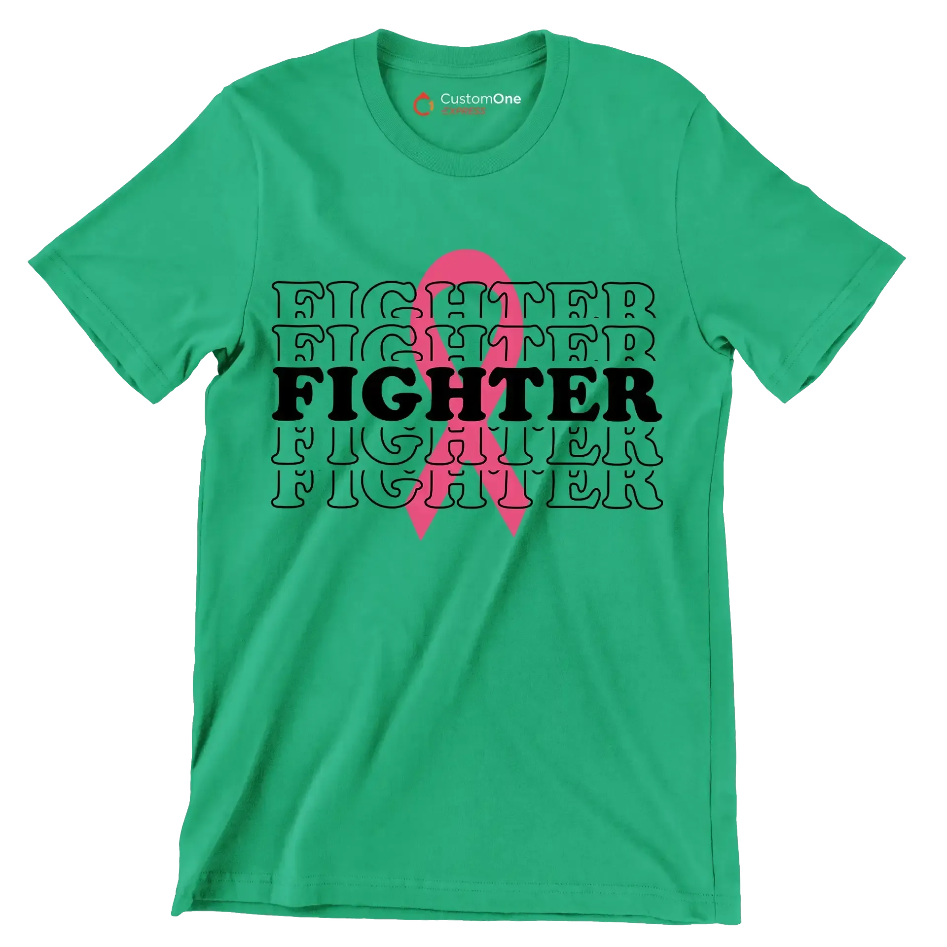 Fighter - Breast Cancer Awareness T-Shirt-Green-S-Custom One Express