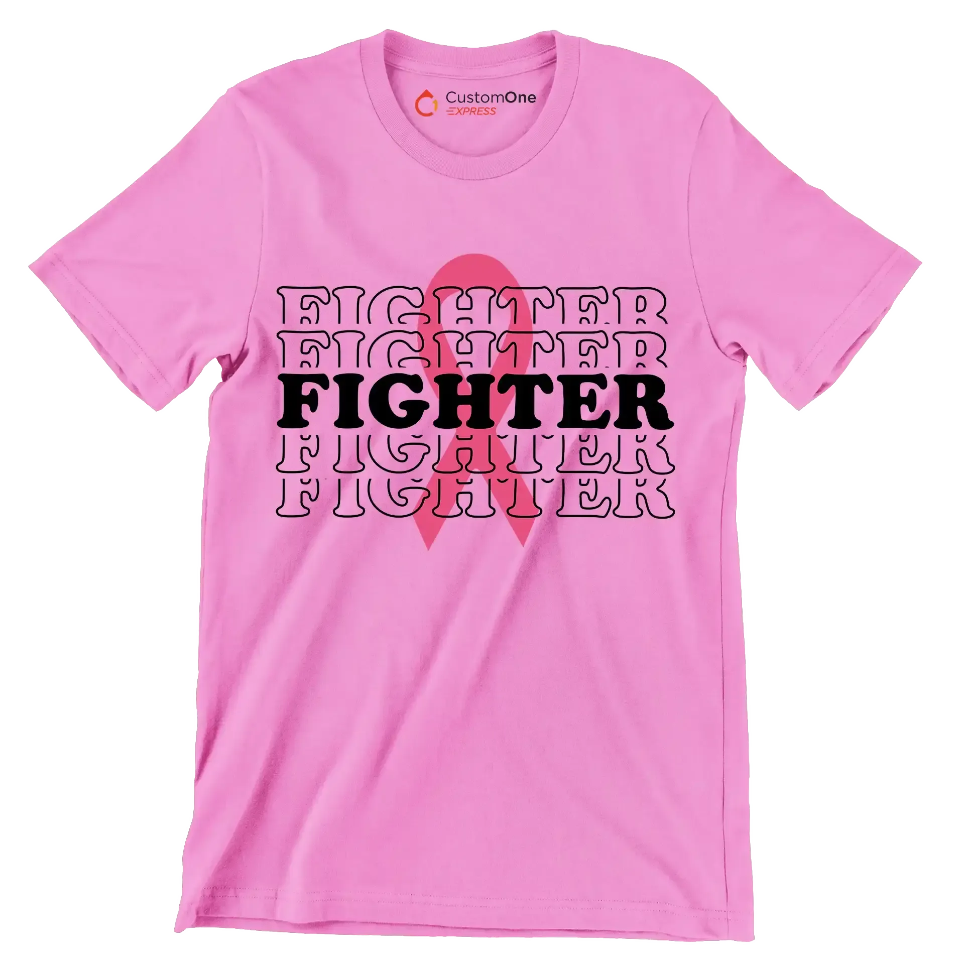 Fighter - Breast Cancer Awareness T-Shirt-Pink-S-Custom One Express