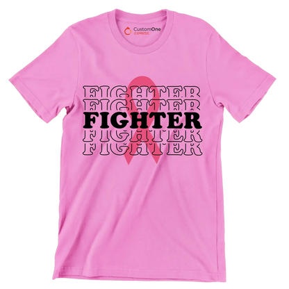 Fighter - Breast Cancer Awareness T-Shirt-Pink-S-Custom One Express