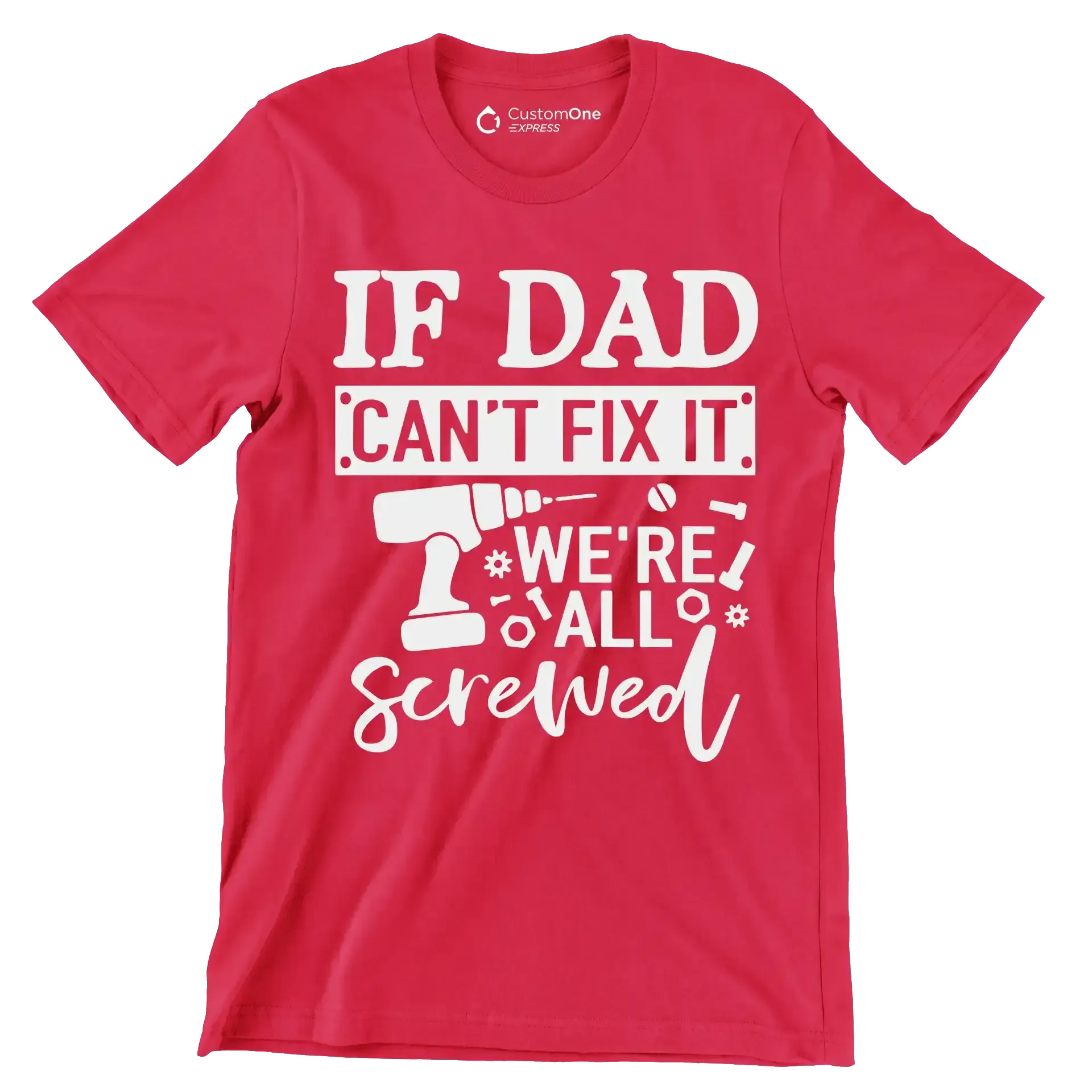 Find text in small letters in one line - Father’s Day T-Shirt-Red-S-Custom One Express