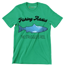 Fishing addict the struggle is reel - Fishing Themed T-Shirt-Green-S-Custom One Express