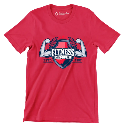 Fitness Center Estd. 1987 - Gym Themed T-Shirt-Red-S-Custom One Express