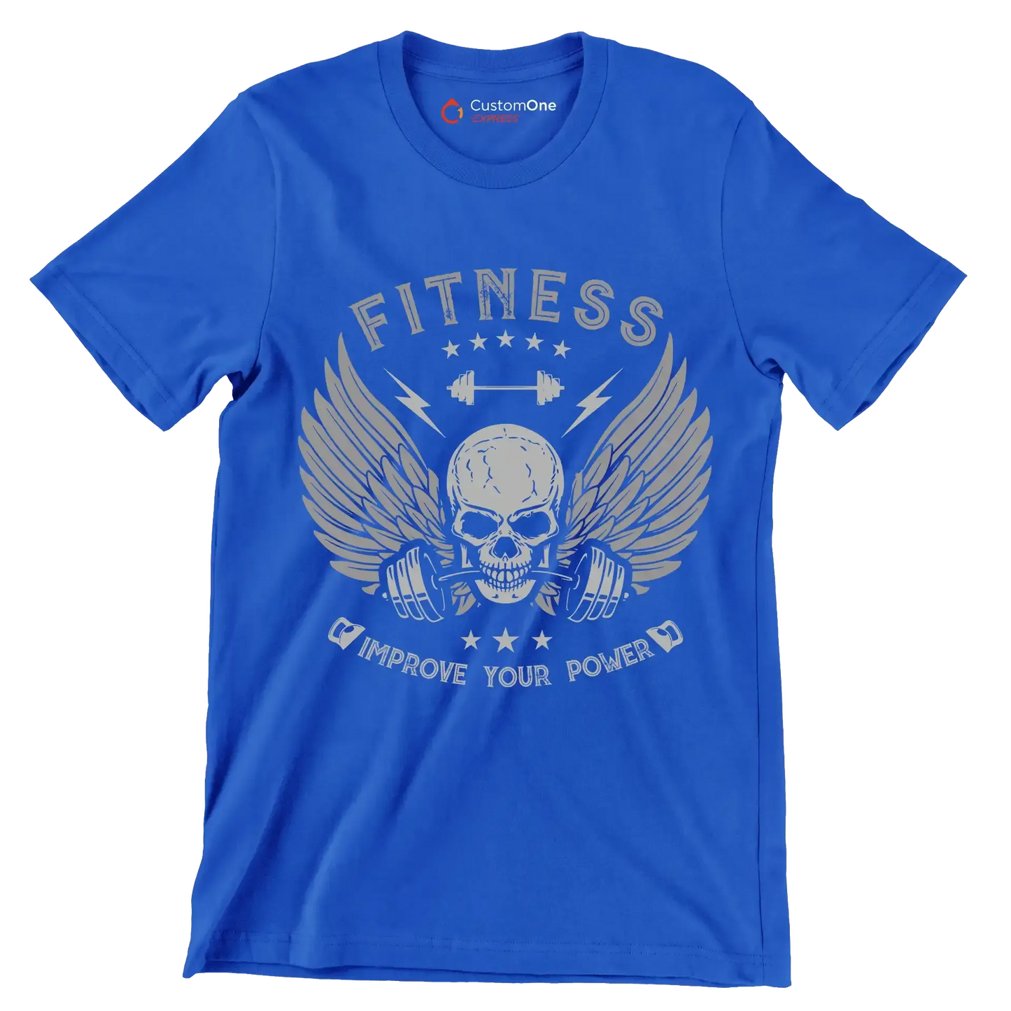 Fitness Improve Your Power - Gym Themed T-Shirt-Blue-S-Custom One Express
