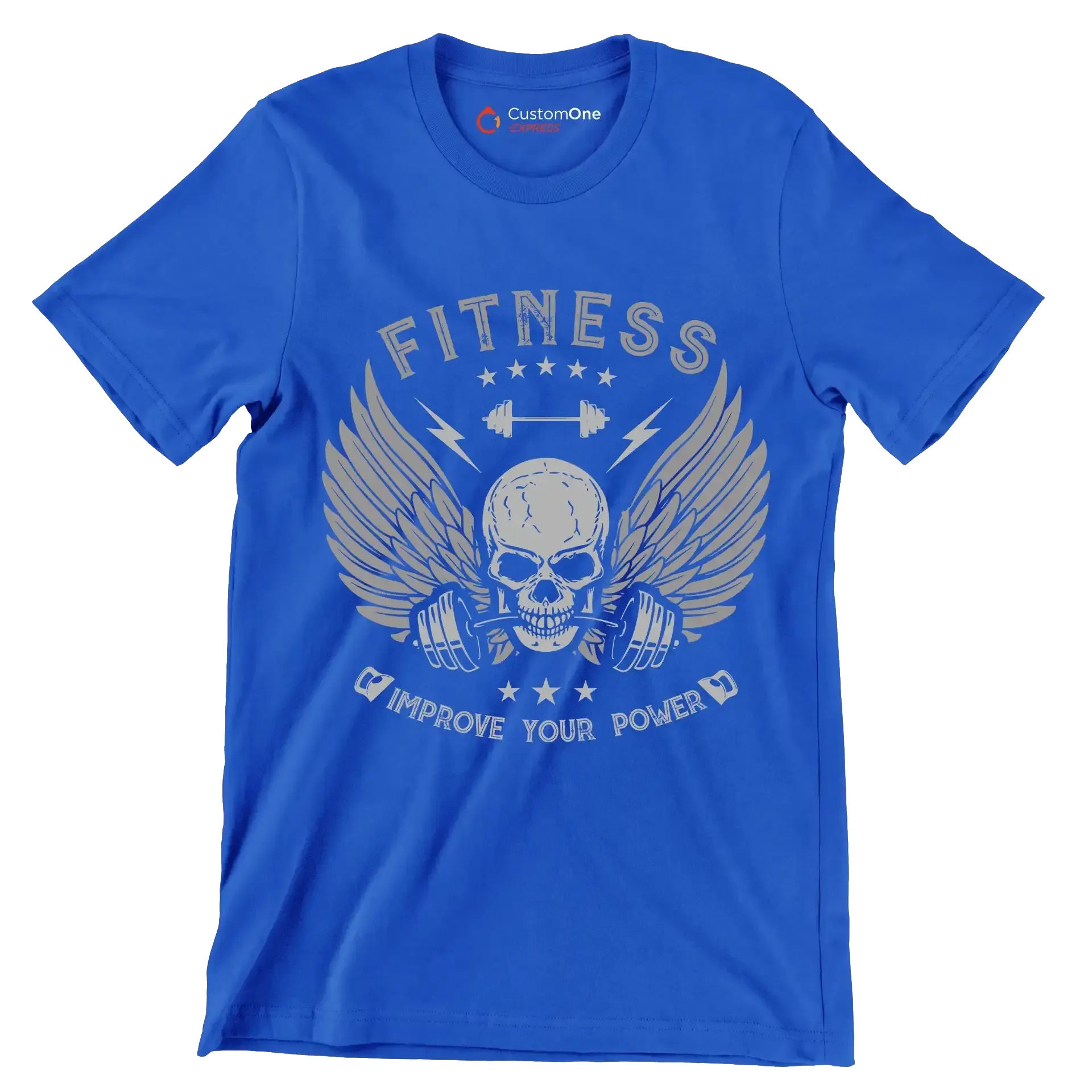 Fitness Improve Your Power - Gym Themed T-Shirt-Blue-S-Custom One Express
