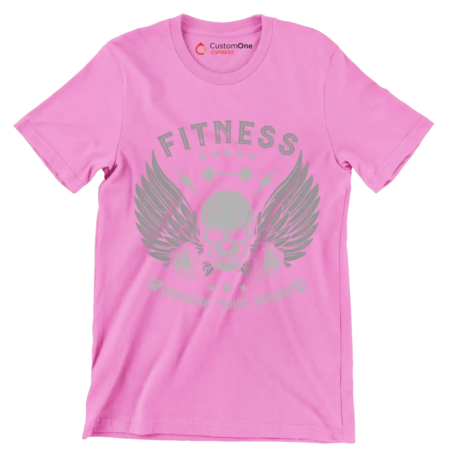 Fitness Improve Your Power - Gym Themed T-Shirt-Pink-S-Custom One Express