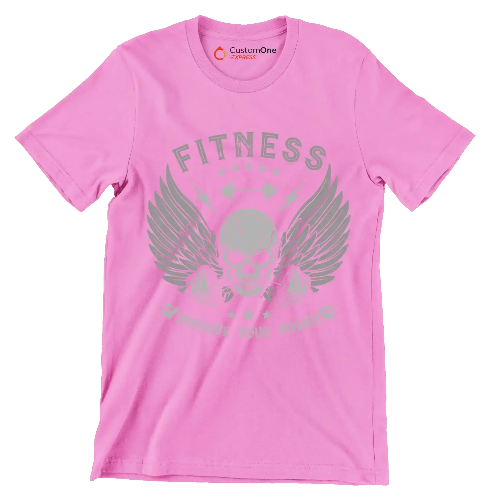 Fitness Improve Your Power - Gym Themed T-Shirt-Pink-S-Custom One Express