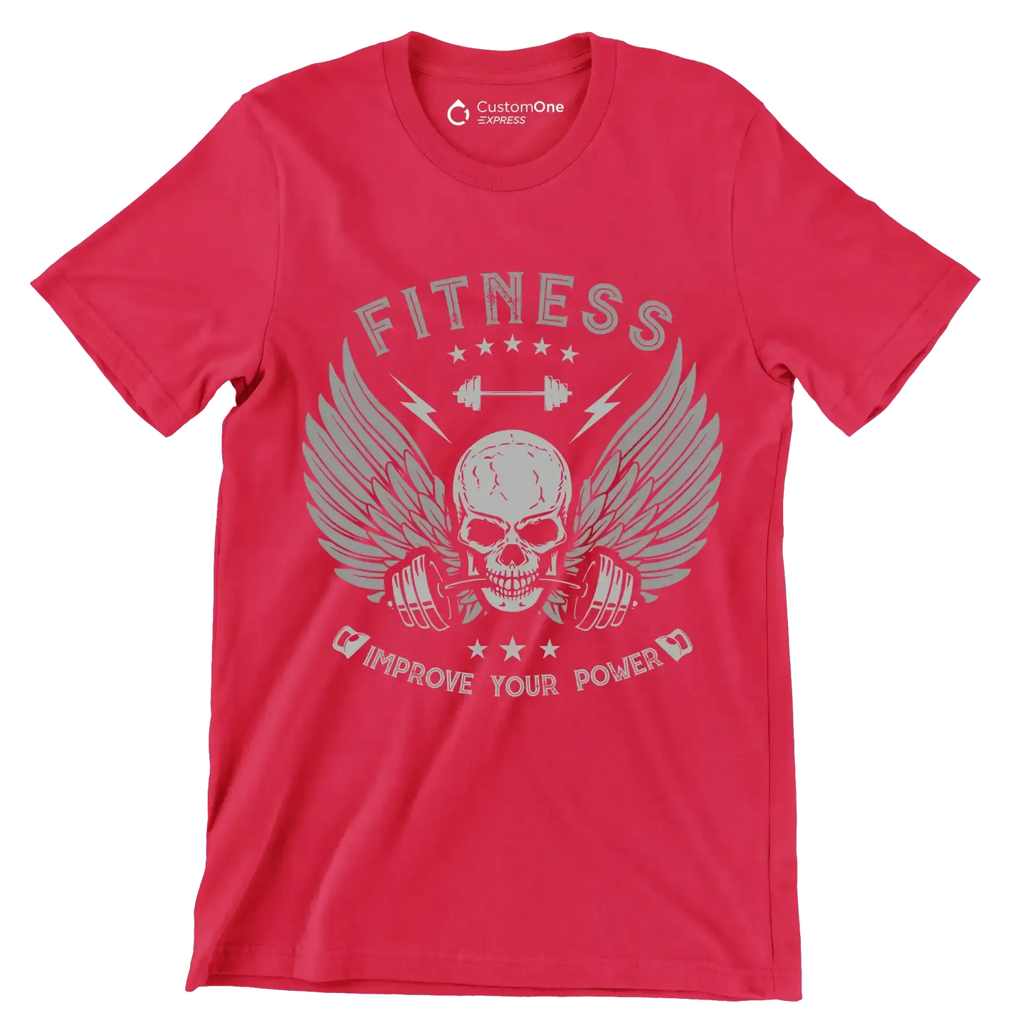 Fitness Improve Your Power - Gym Themed T-Shirt-Red-S-Custom One Express