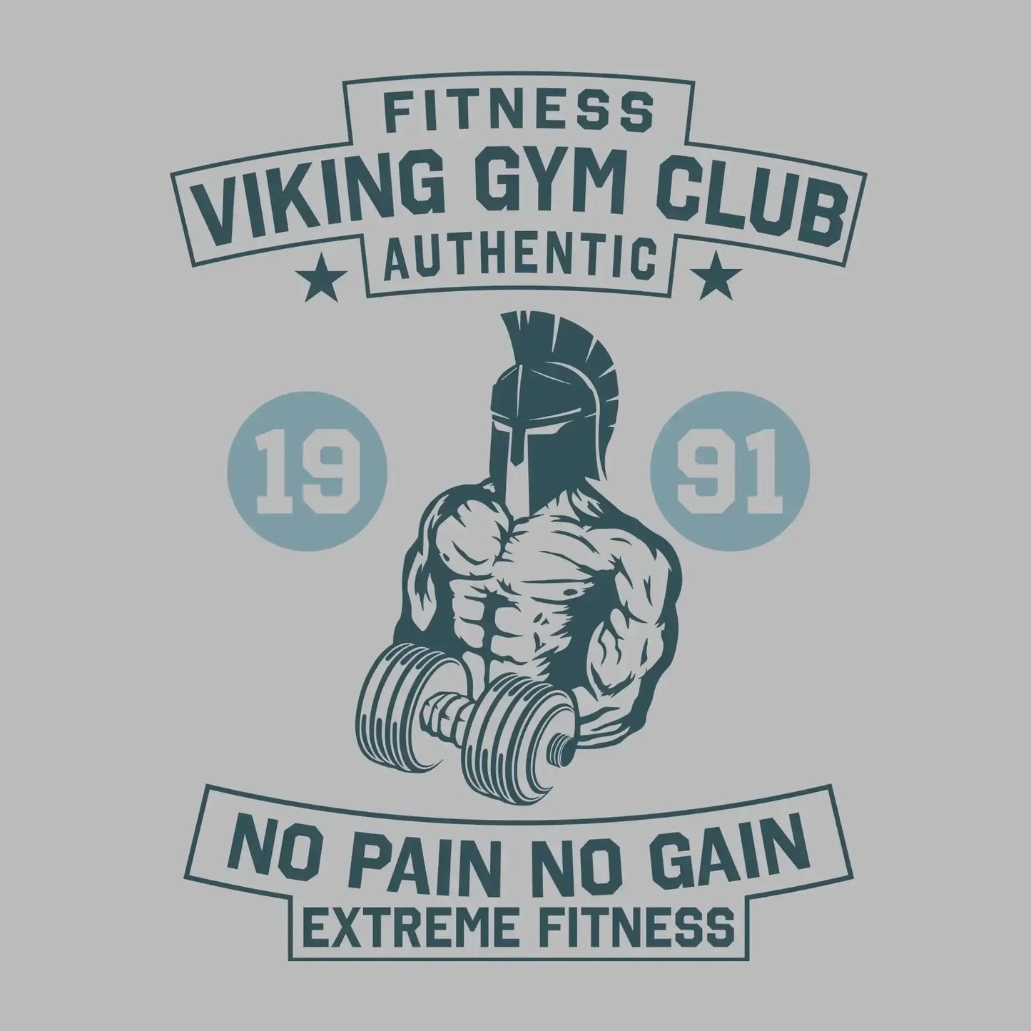 Fitness Viking Gym Club Authentic 19 91 No Pain No Gain Extreme Fitness - Gym Themed T-Shirt-Blue-S-Custom One Express