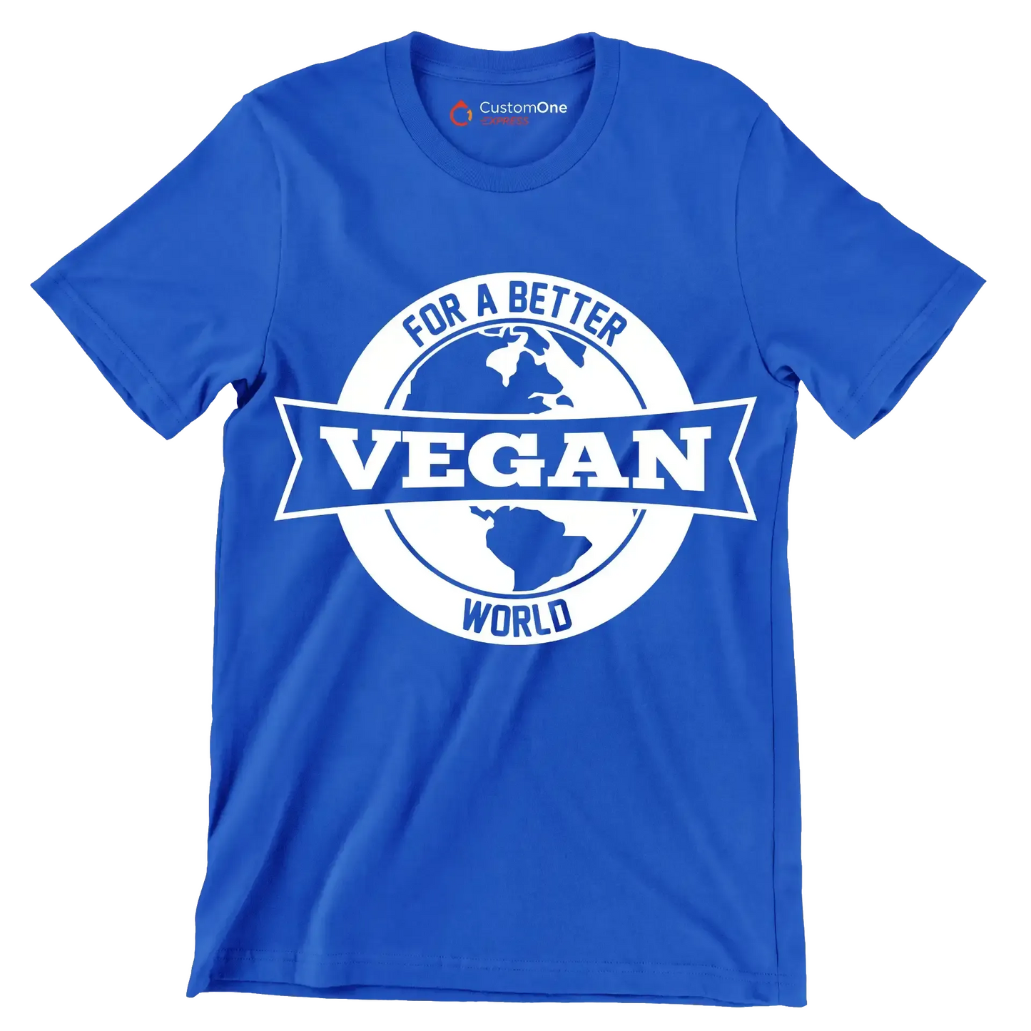 For a better Vegan world - Vegan Themed T-Shirt-Blue-S-Custom One Express