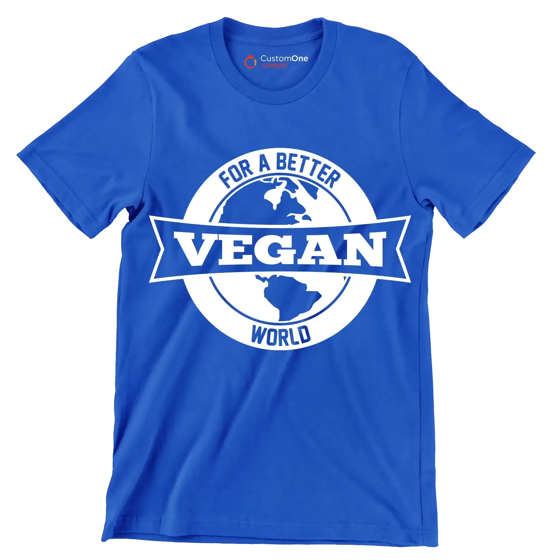 For a better Vegan world - Vegan Themed T-Shirt-Blue-S-Custom One Express