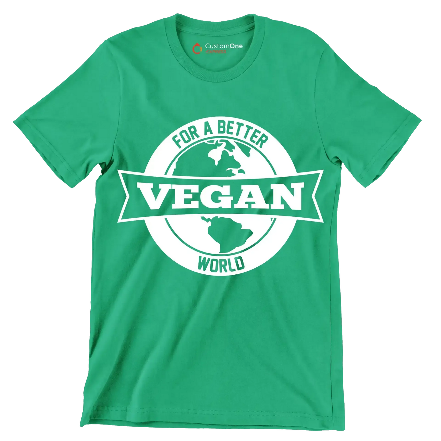 For a better Vegan world - Vegan Themed T-Shirt-Green-S-Custom One Express