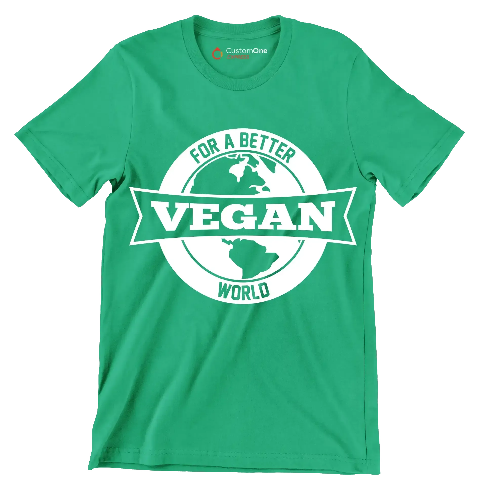 For a better Vegan world - Vegan Themed T-Shirt-Green-S-Custom One Express