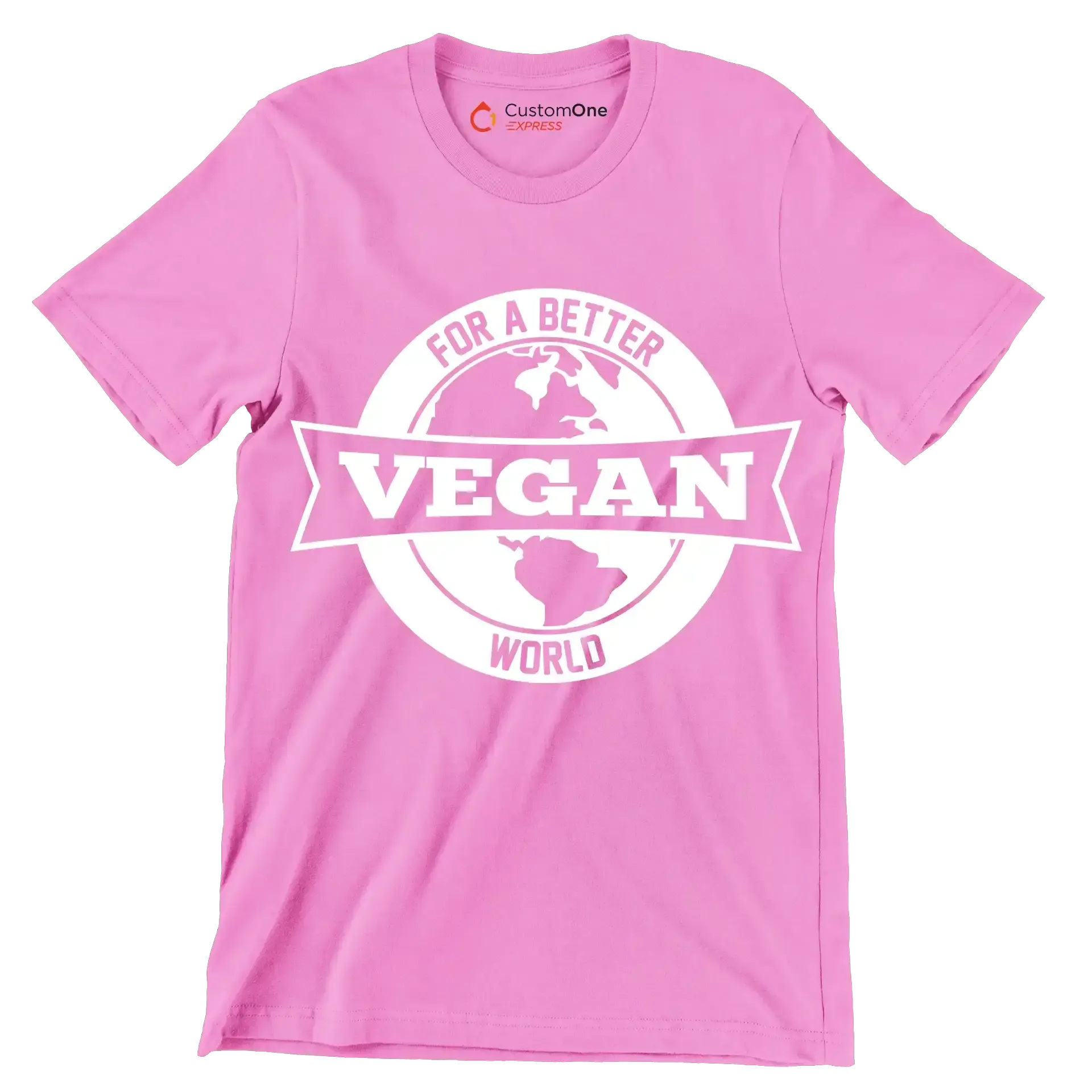 For a better Vegan world - Vegan Themed T-Shirt-Pink-S-Custom One Express