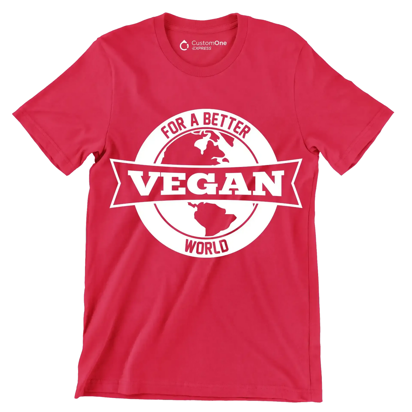 For a better Vegan world - Vegan Themed T-Shirt-Red-S-Custom One Express