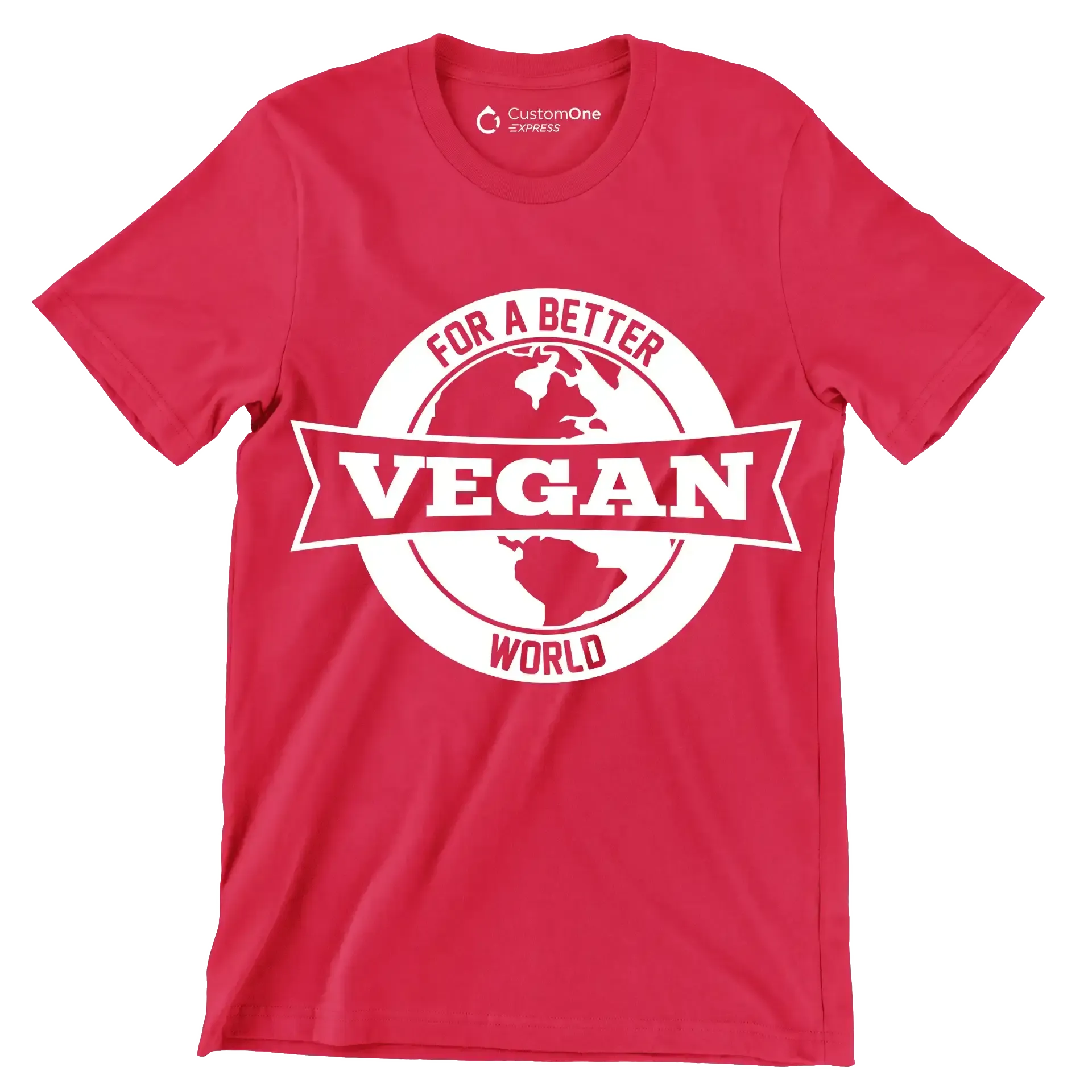 For a better Vegan world - Vegan Themed T-Shirt-Red-S-Custom One Express