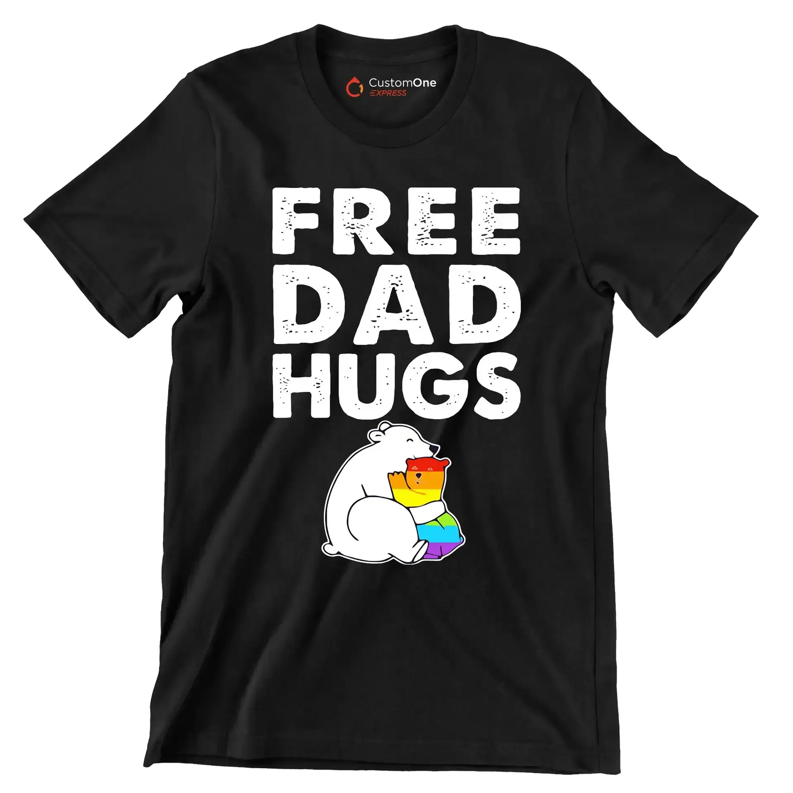 Free Dad Hugs - Father’s Day T-Shirt-Black-S-Custom One Express