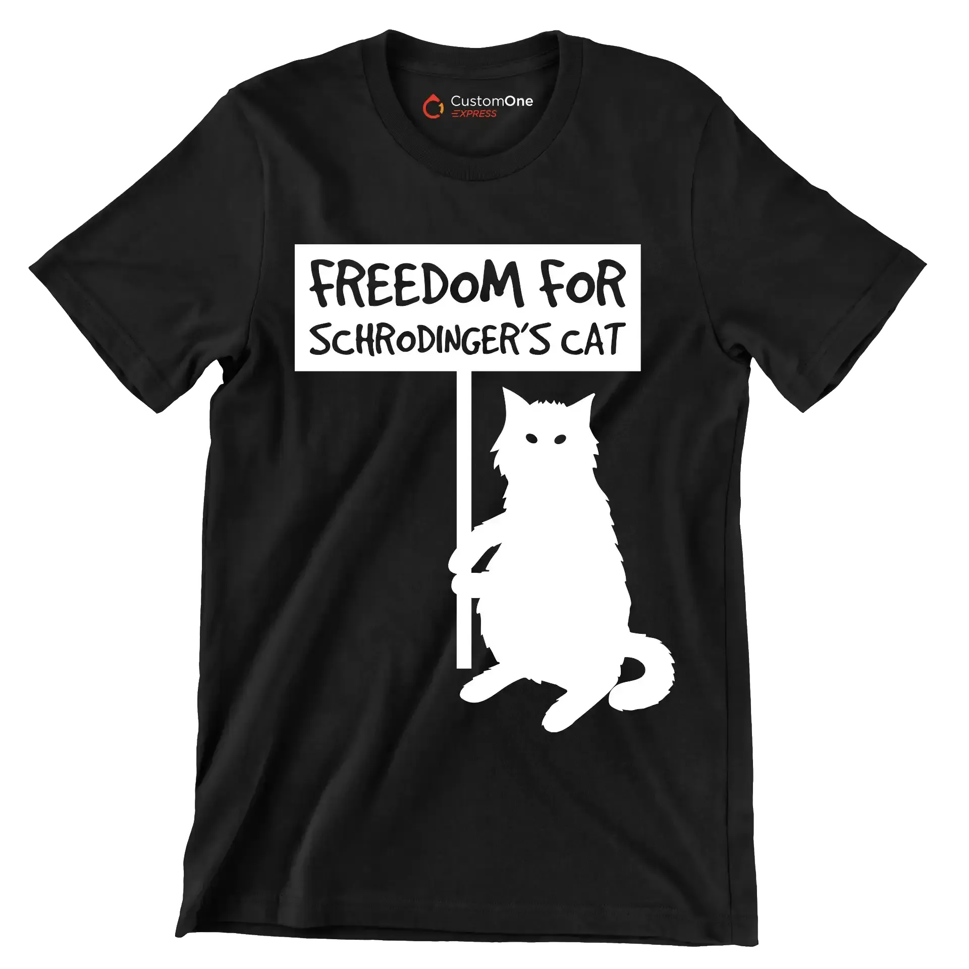 Freedom for schrodinger's cat - Cat Themed T-Shirt-Black-S-Custom One Express