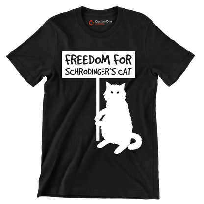 Freedom for schrodinger's cat - Cat Themed T-Shirt-Black-S-Custom One Express