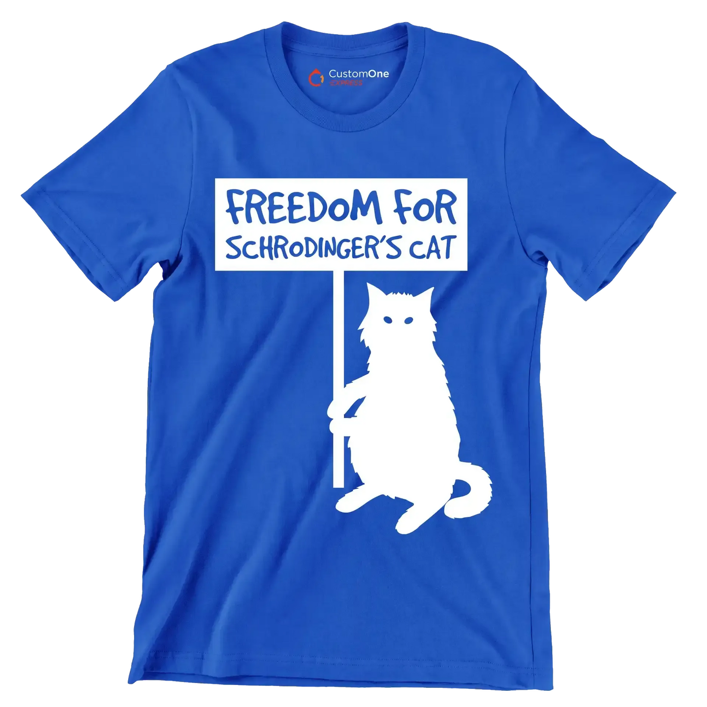 Freedom for schrodinger's cat - Cat Themed T-Shirt-Blue-S-Custom One Express