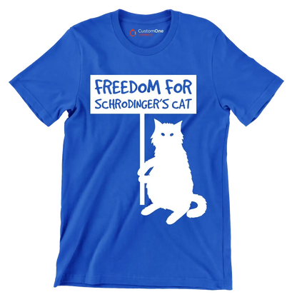 Freedom for schrodinger's cat - Cat Themed T-Shirt-Blue-S-Custom One Express
