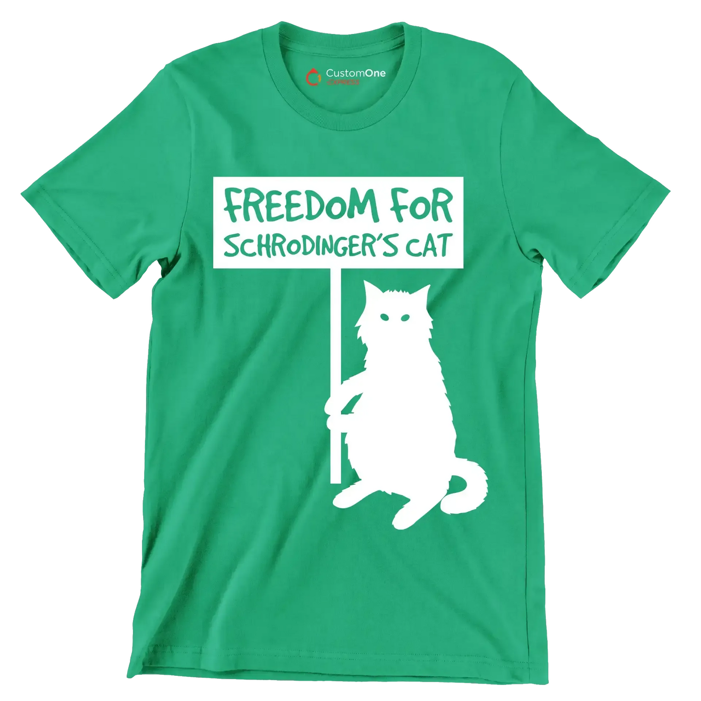Freedom for schrodinger's cat - Cat Themed T-Shirt-Green-S-Custom One Express