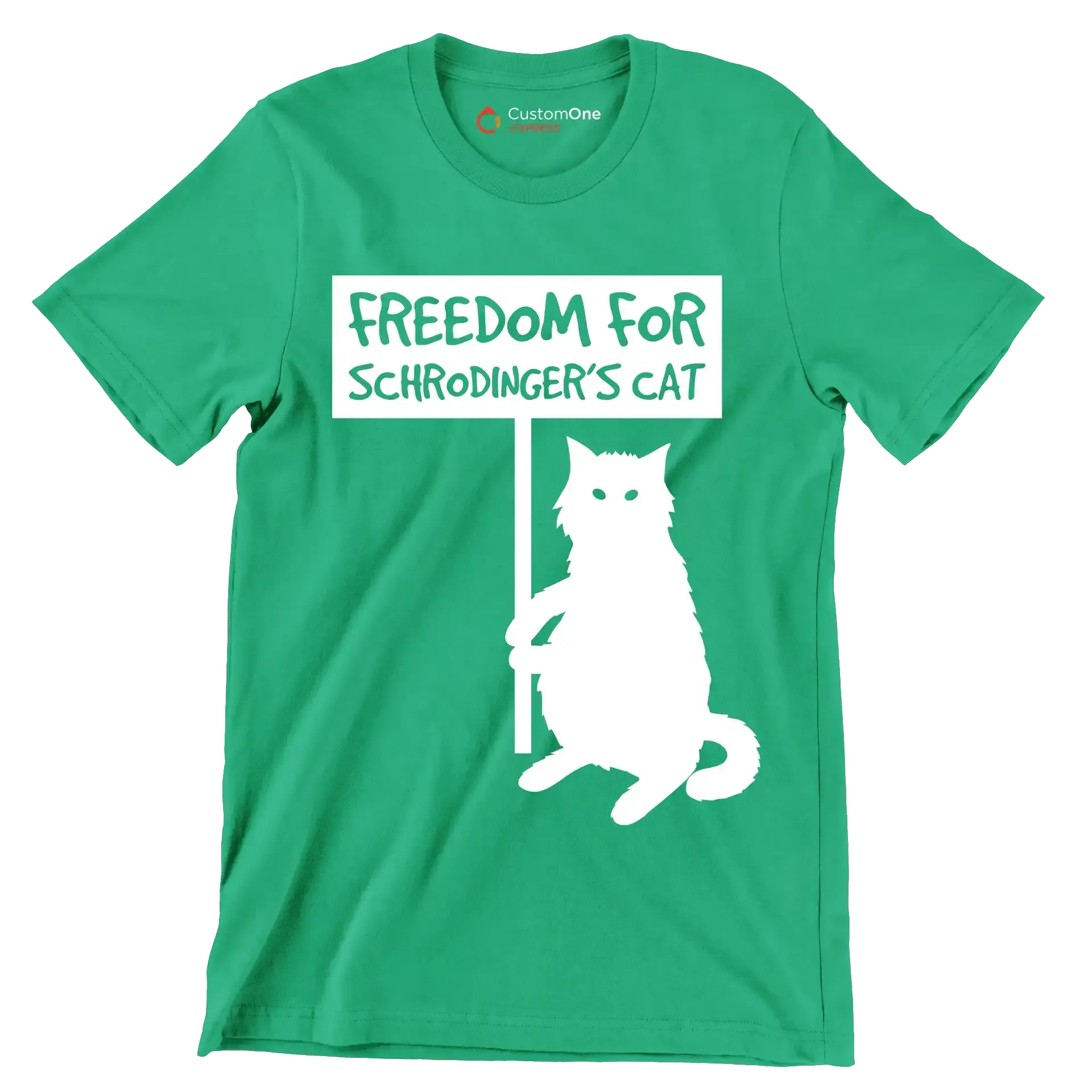 Freedom for schrodinger's cat - Cat Themed T-Shirt-Green-S-Custom One Express