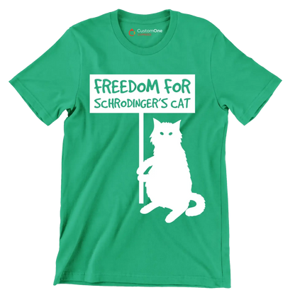 Freedom for schrodinger's cat - Cat Themed T-Shirt-Green-S-Custom One Express