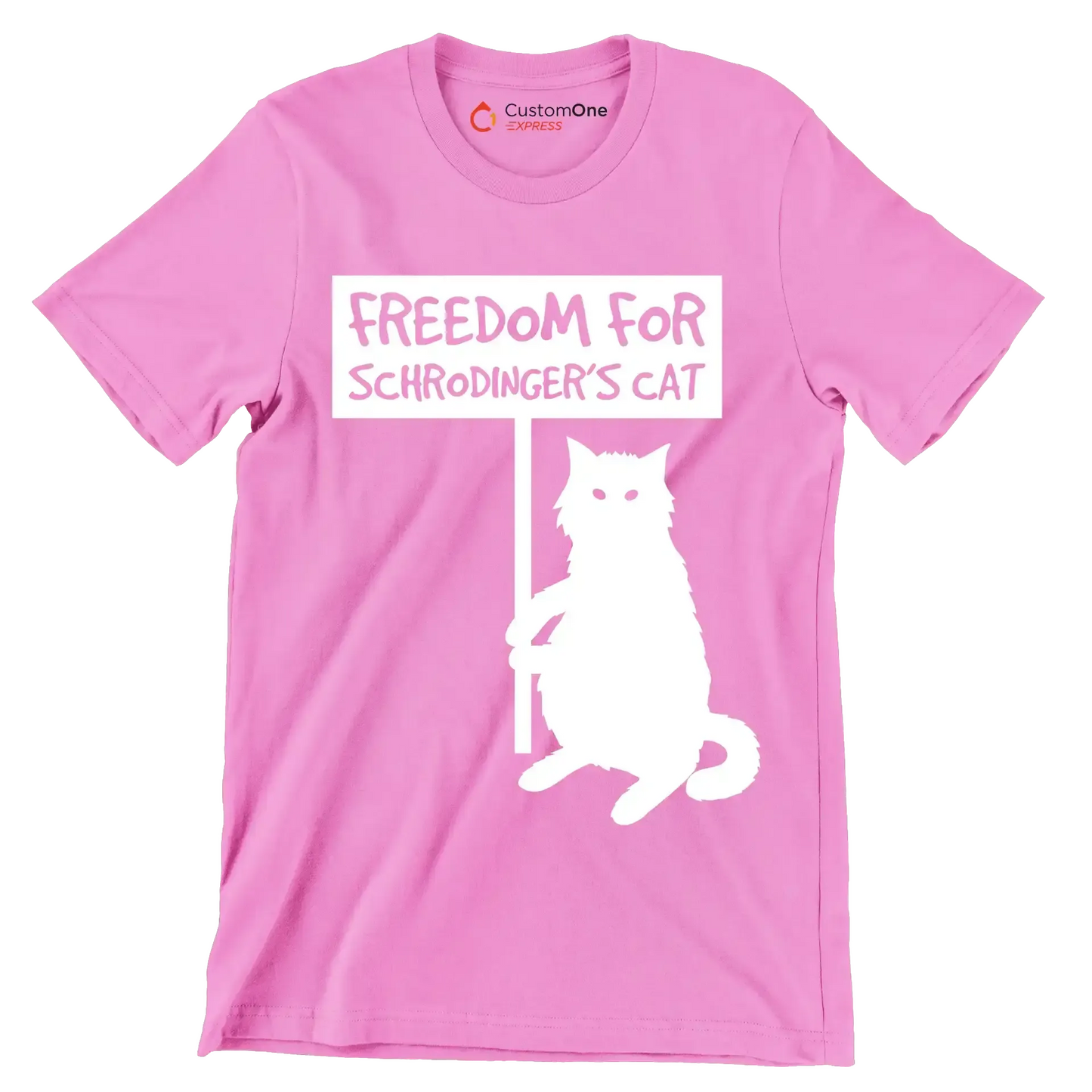 Freedom for schrodinger's cat - Cat Themed T-Shirt-Pink-S-Custom One Express
