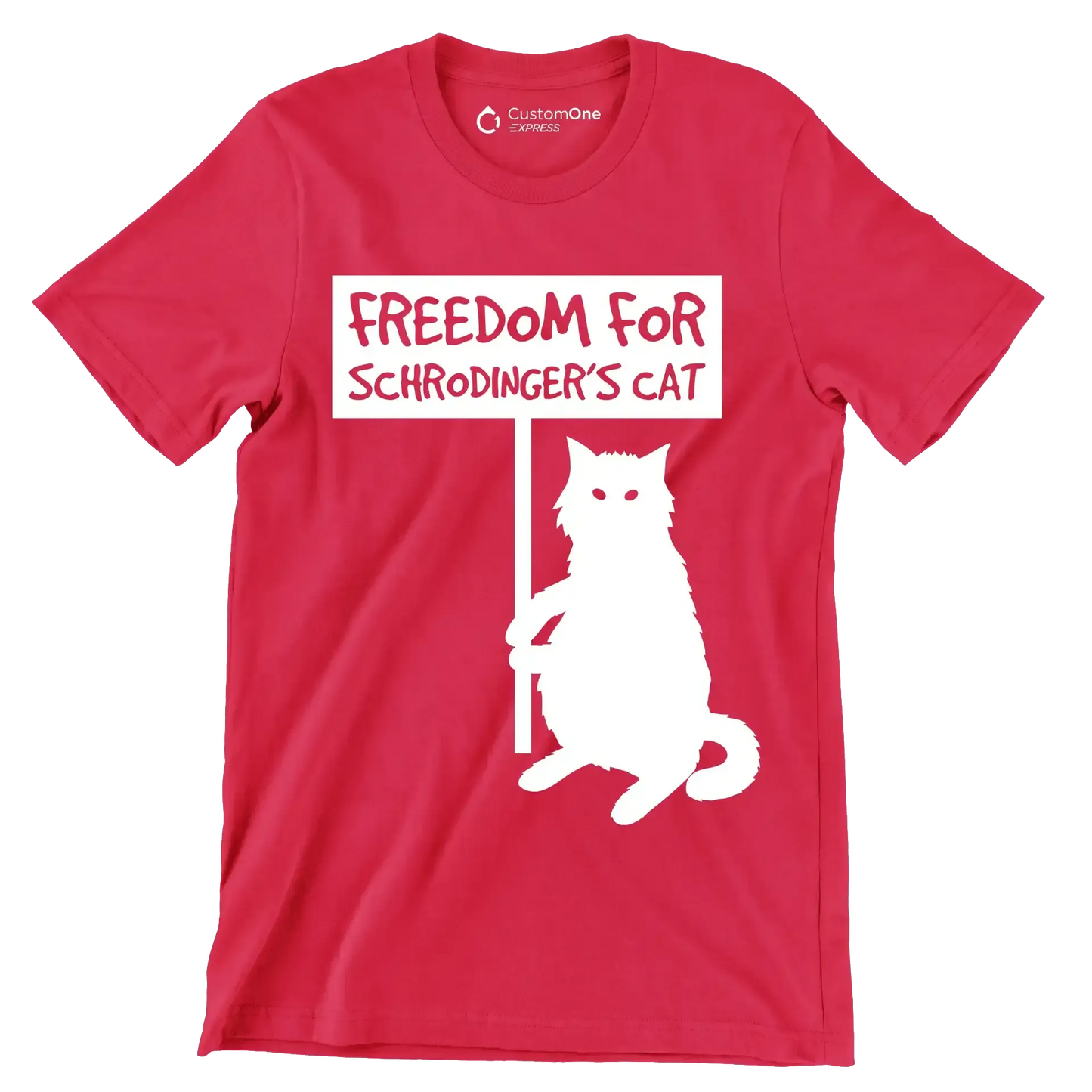 Freedom for schrodinger's cat - Cat Themed T-Shirt-Red-S-Custom One Express