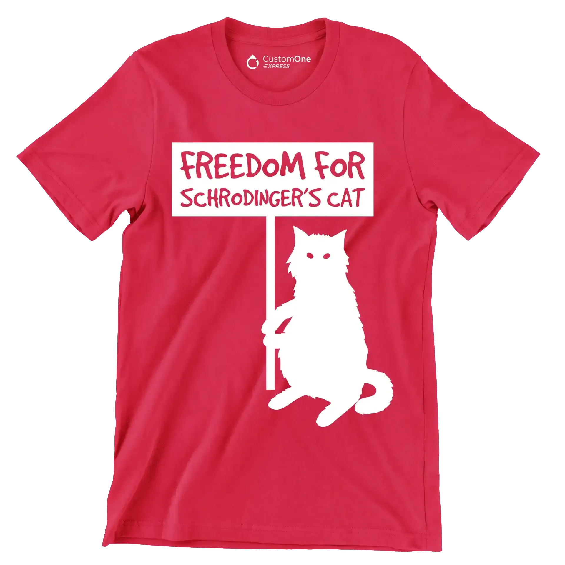 Freedom for schrodinger's cat - Cat Themed T-Shirt-Red-S-Custom One Express