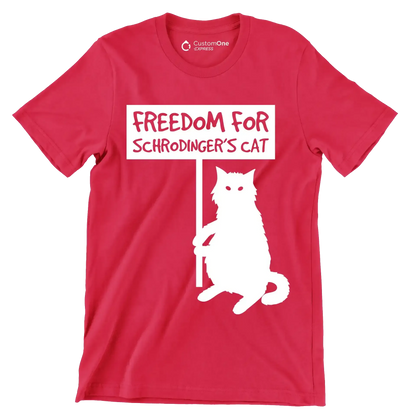 Freedom for schrodinger's cat - Cat Themed T-Shirt-Red-S-Custom One Express