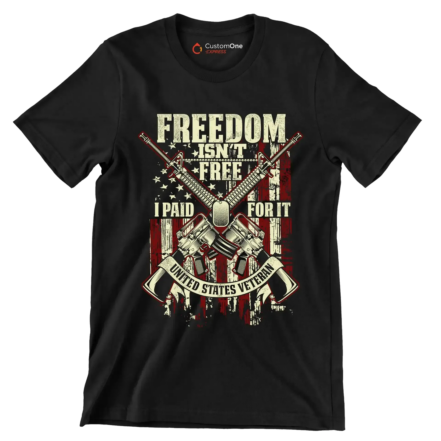 Freedom isn't free I paid for it united states veteran - Veterans Themed T-Shirt-Black-S-Custom One Express